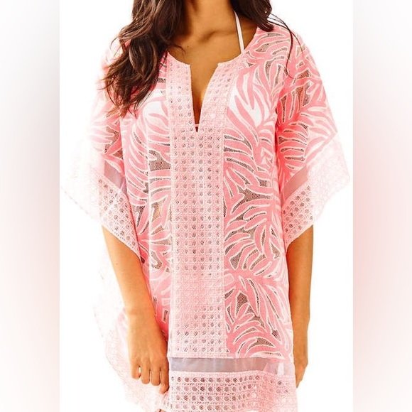 Lilly Pulitzer Other - Lilly Pulitzer Linda Marie Coverup
Coral Leaf Burnout Lace